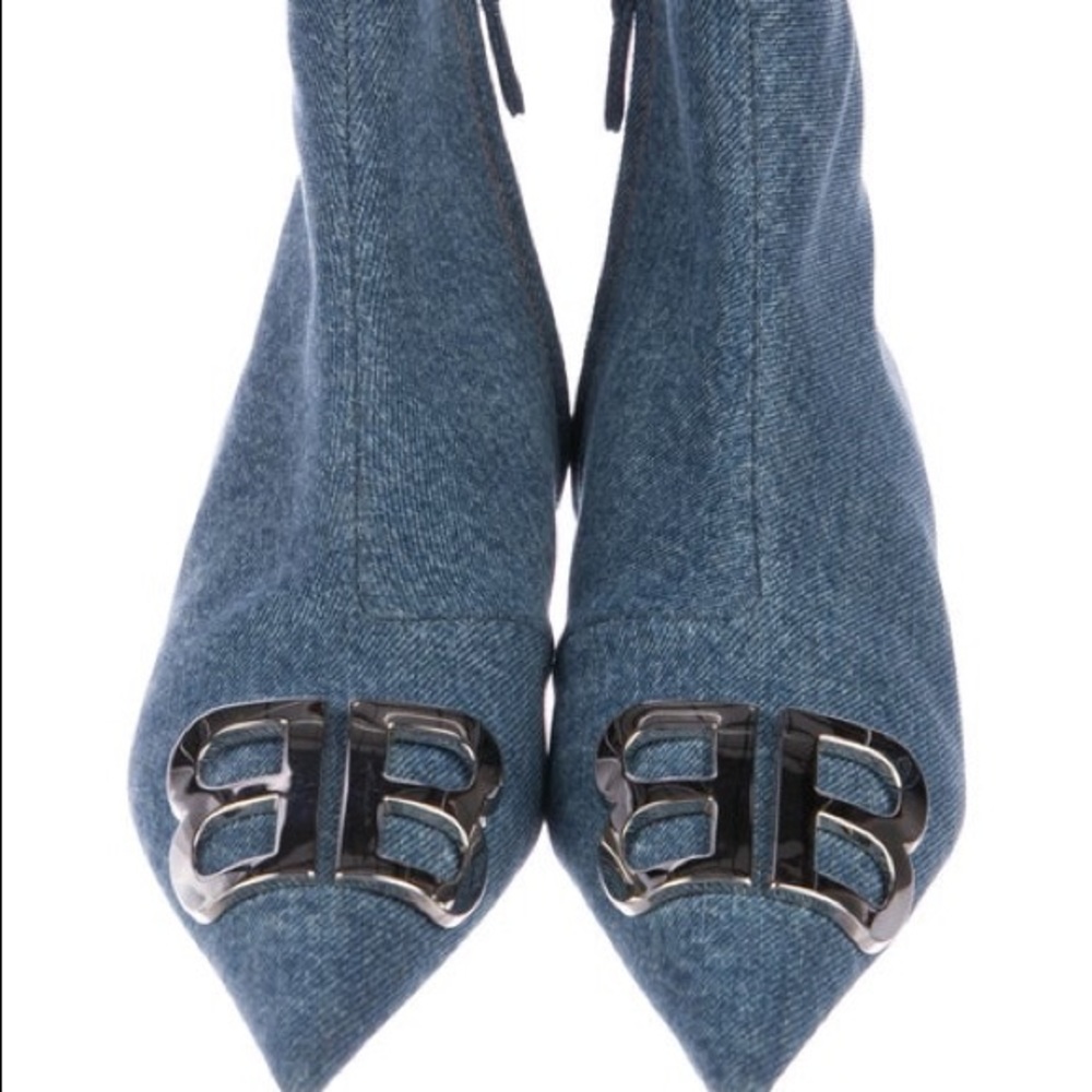 Balenciaga Knife denim booties.